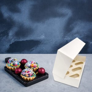White Cupcake Boxes With Window 25 Pack (holds 6)