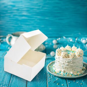 White Recyclable Folding Cake Boxes - Plain 7x7": Pack of 25