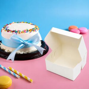 White Recyclable Folding Cake Boxes - Plain 8x8": Pack of 25