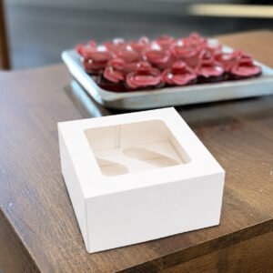 White Cupcake Boxes With Window 25 Pack (holds 4)